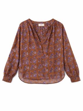 Xirena S romi top golden flower 0365 brown purple floral small